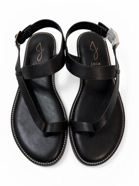 New Joie Lennox Black Sandals - NIB - Faux Leather with Gold Buckles